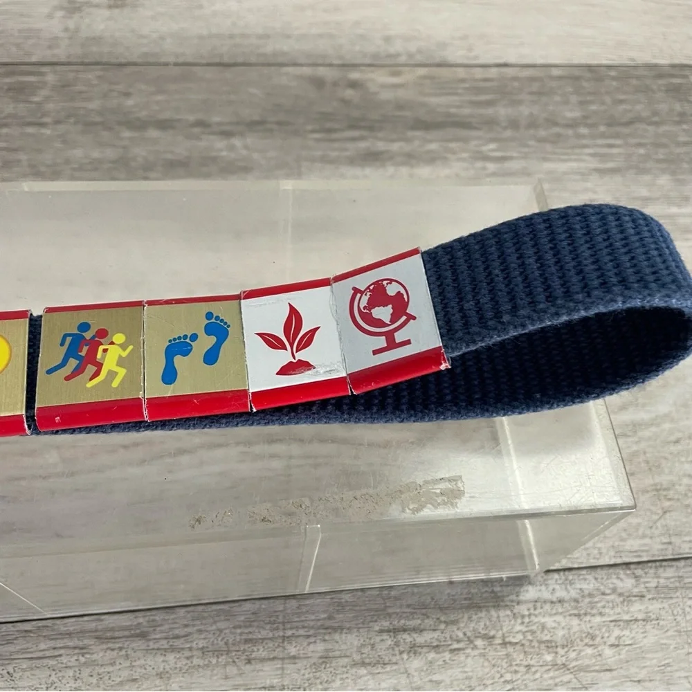 Boyscouts Blue Web Belt Size 28 with 9 Merit Metal Slides Sliders